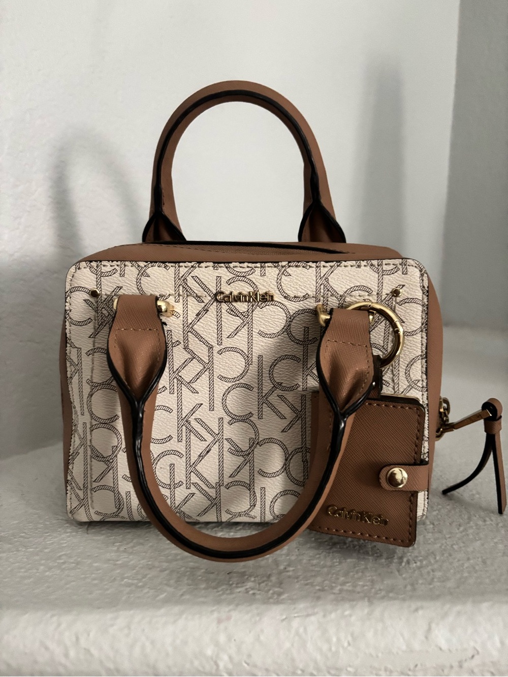 Calvin Klein Beige & Brown Mini Handbag/Crossbody